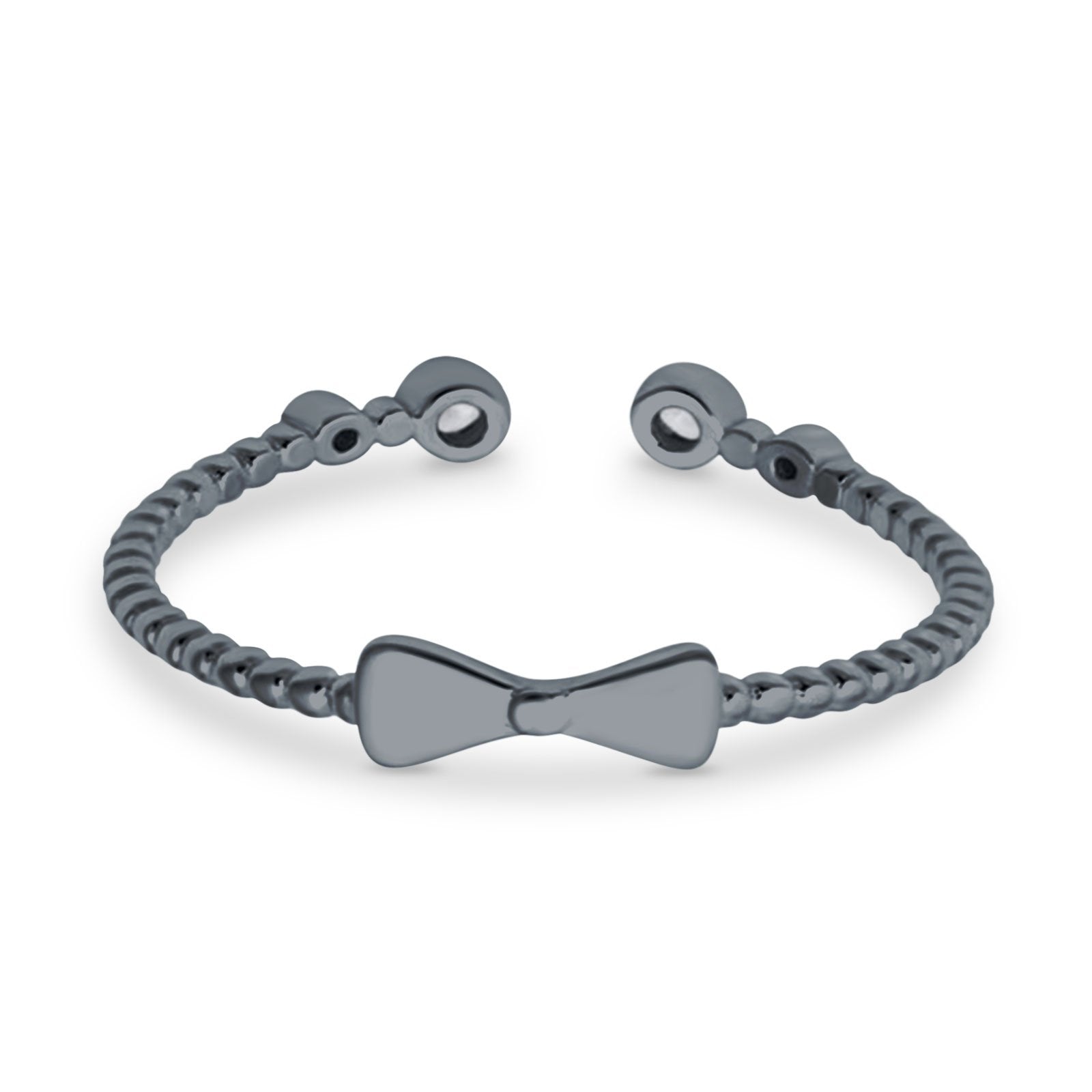 Rope Design Bow Ring Round Eternity Simulated Cubic Zirconia 925 Sterling Silver