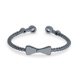 Rope Design Bow Ring Round Eternity Simulated Cubic Zirconia 925 Sterling Silver