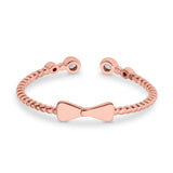 Rope Design Bow Ring Round Eternity Simulated Cubic Zirconia 925 Sterling Silver