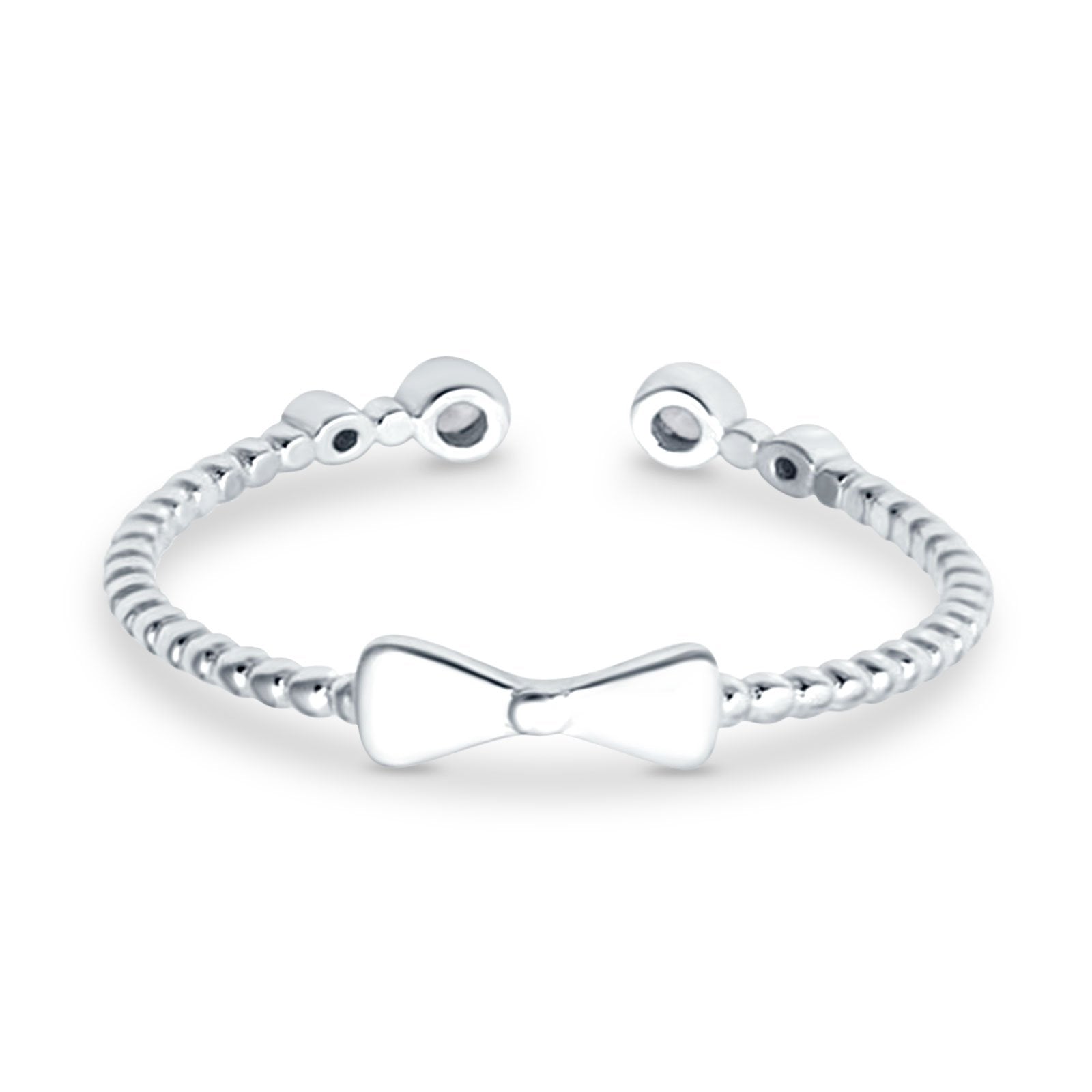 Rope Design Bow Ring Round Eternity Simulated Cubic Zirconia 925 Sterling Silver