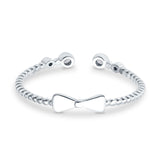 Rope Design Bow Ring Round Eternity Simulated Cubic Zirconia 925 Sterling Silver