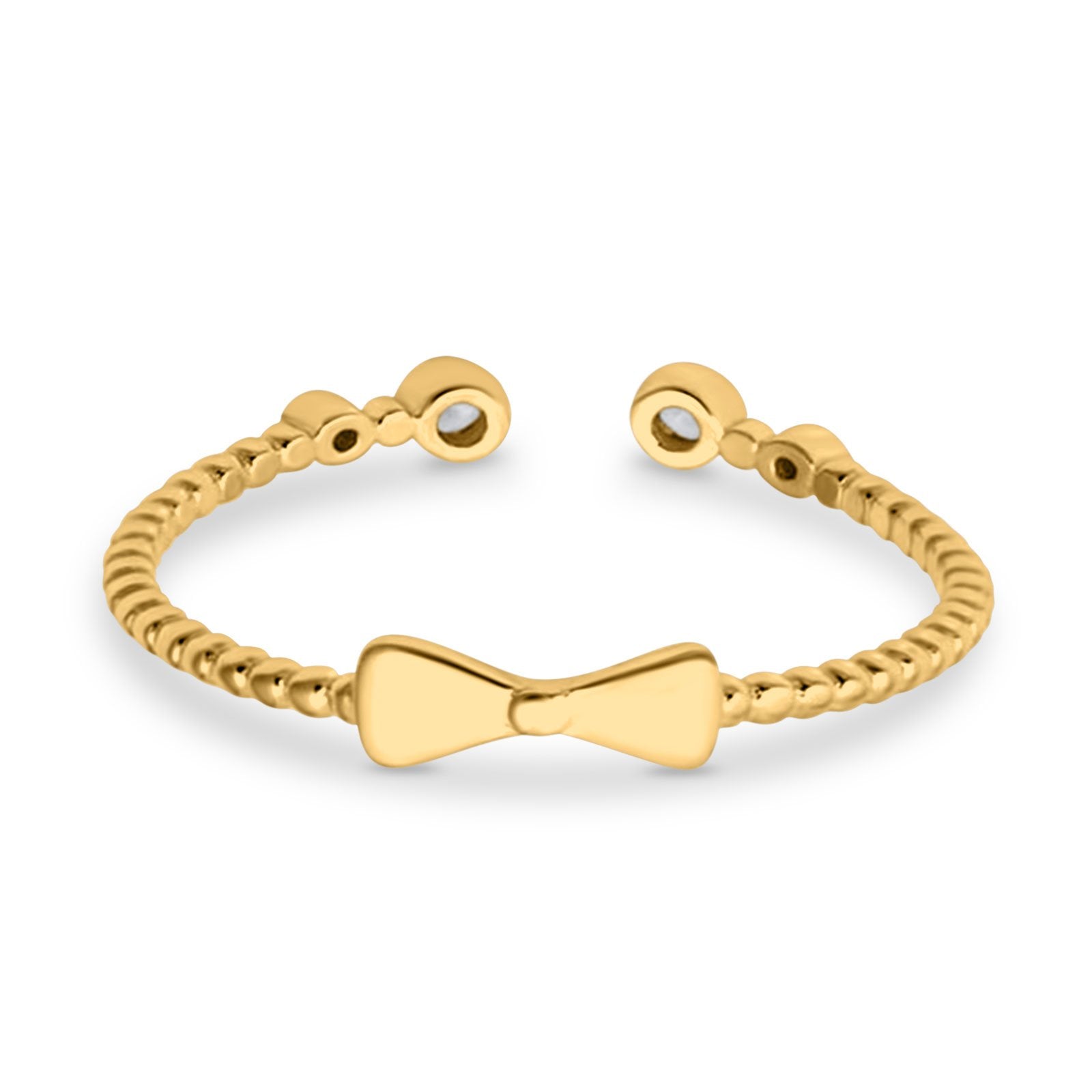 Rope Design Bow Ring Round Eternity Simulated Cubic Zirconia 925 Sterling Silver