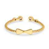 Rope Design Bow Ring Round Eternity Simulated Cubic Zirconia 925 Sterling Silver