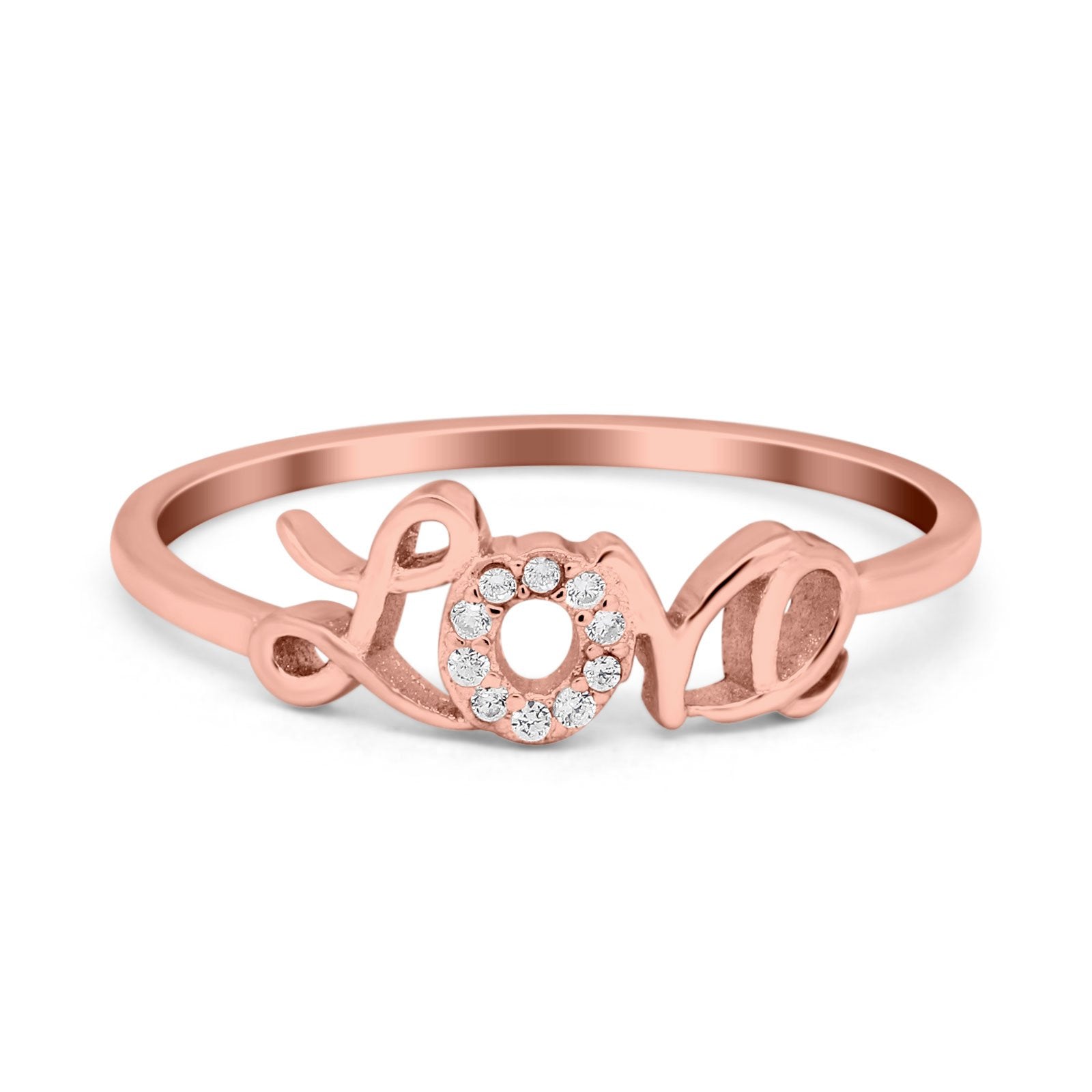 Engagement Eternity Love Ring Round Simulated Cubic Zirconia 925 Sterling Silver