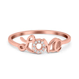 Engagement Eternity Love Ring Round Simulated Cubic Zirconia 925 Sterling Silver