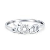 Engagement Eternity Love Ring Round Simulated Cubic Zirconia 925 Sterling Silver