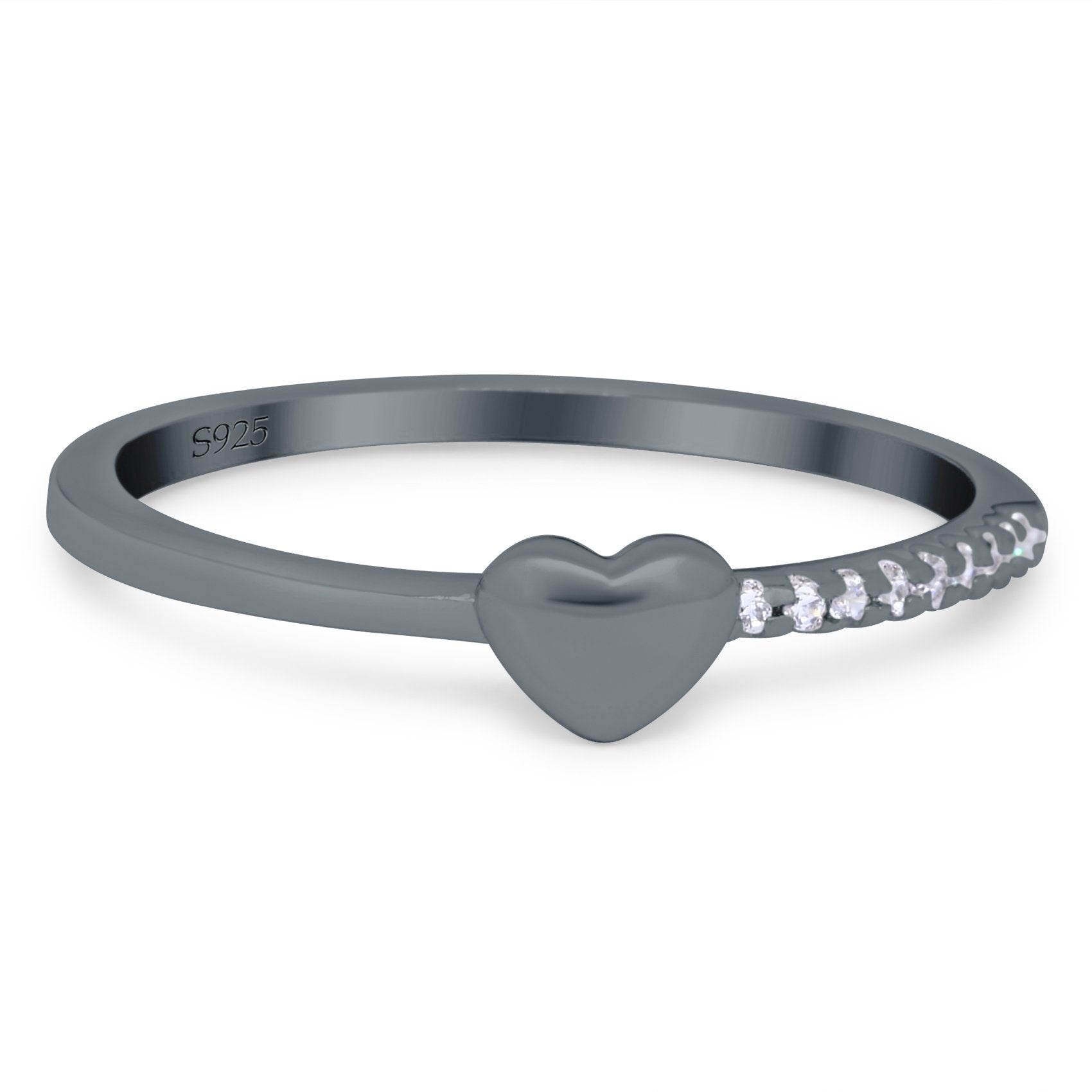 Wedding Heart Promise Ring Round Simulated Cubic Zirconia 925 Sterling Silver