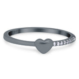 Wedding Heart Promise Ring Round Simulated Cubic Zirconia 925 Sterling Silver