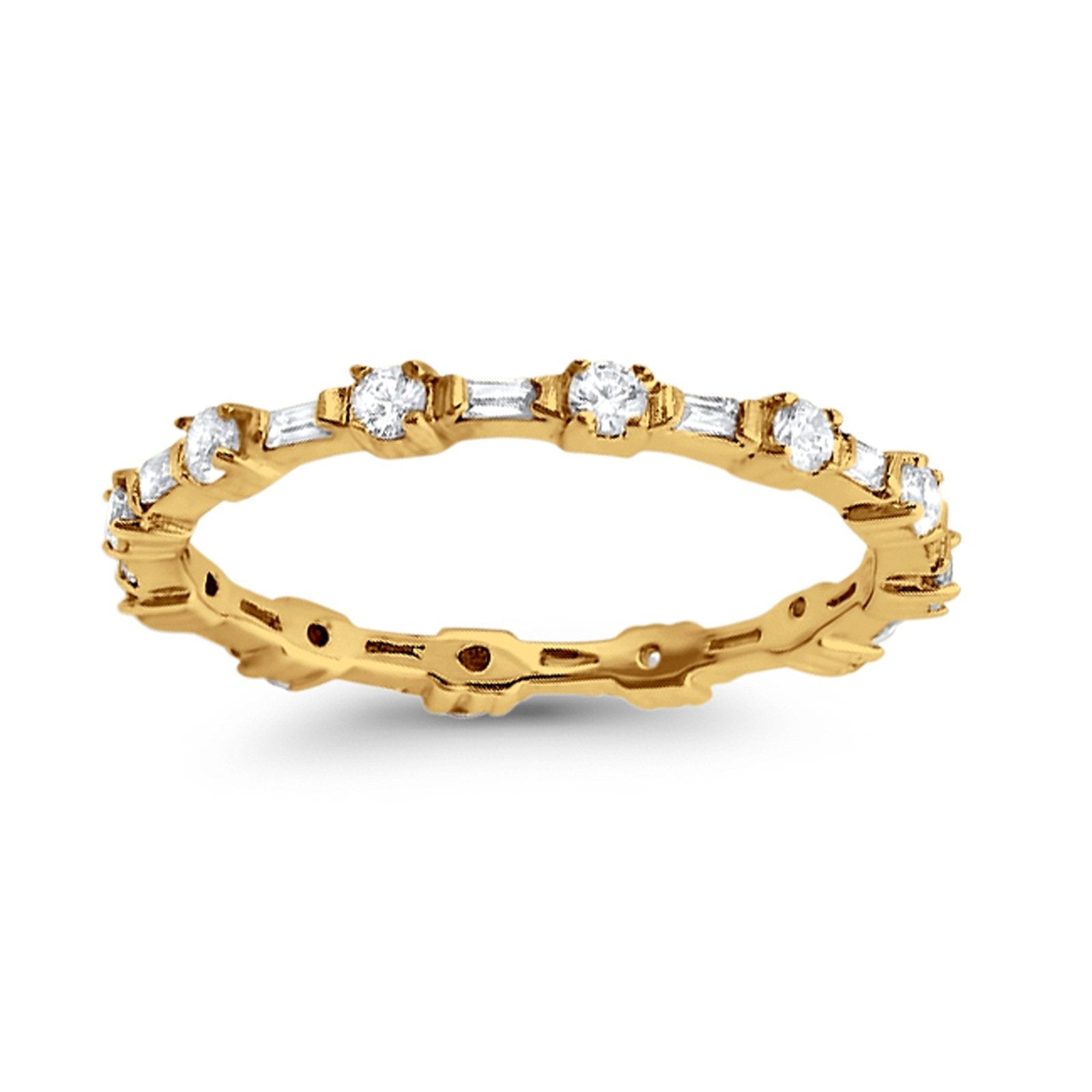 Full Eternity Wedding Ring Baguette Round Simulated CZ 925 Sterling Silver