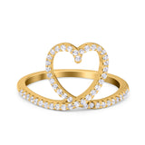 Heart Eternity Stackable Wedding Band Ring Round Simulated Cubic Zirconia 925 Sterling Silver