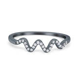 New Wave Band Ring Round Eternity Simulated Cubic Zirconia 925 Sterling Silver