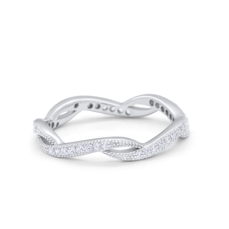 Twisted Eternity Wedding Ring 925 Sterling Silver