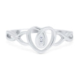 Fashion Heart Promise Ring Infinity Shank Round Simulated Cubic Zirconia 925 Sterling Silver (9mm)