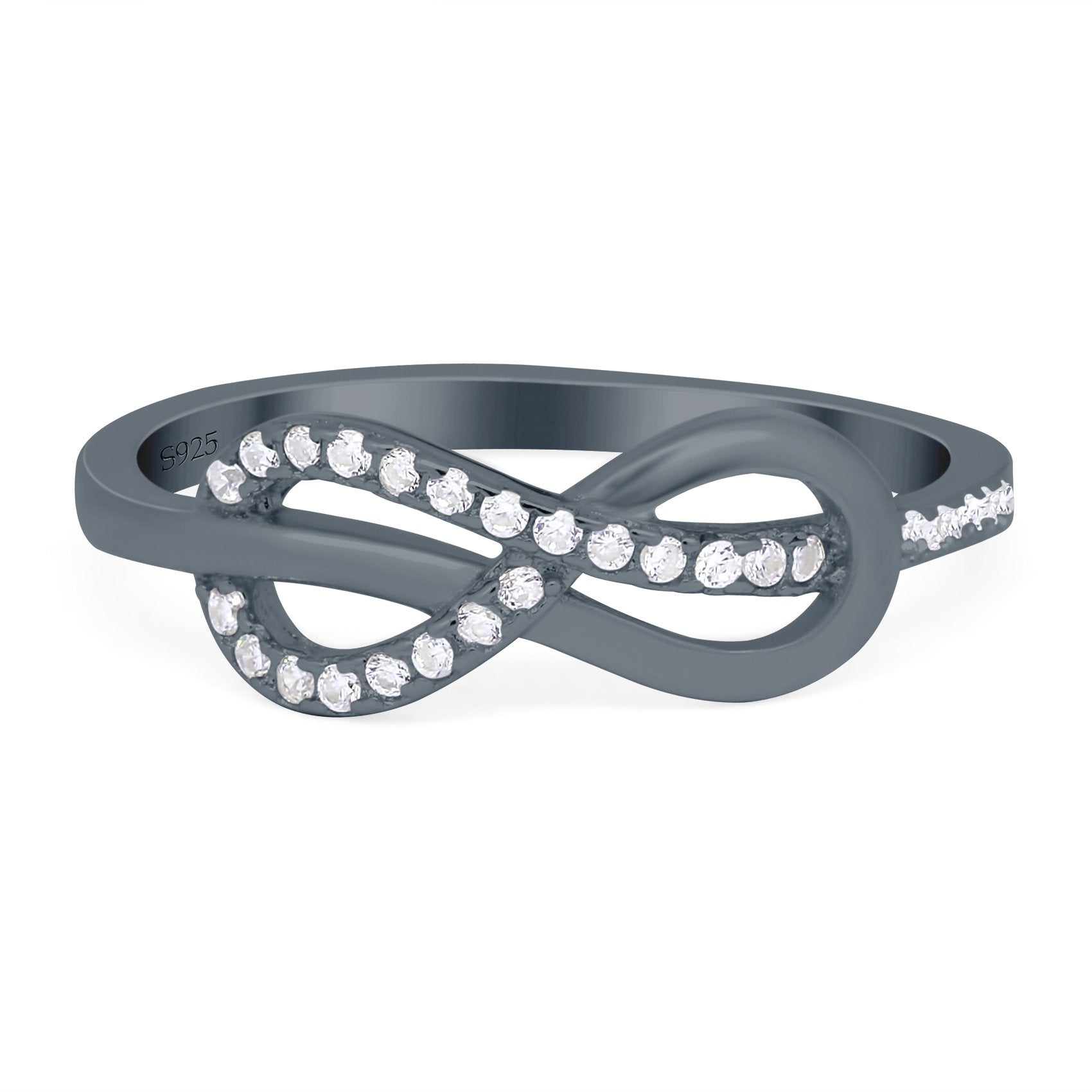 Tangled Knot Infinity Ring Round Simulated Cubic Zirconia 925 Sterling Silver (6mm)