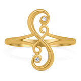 Fashion Swirl Filigree Design Ring Round Simulated Cubic Zirconia 925 Sterling Silver (17mm)