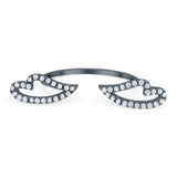 Angel Wings Ring Round Simulated Cubic Zirconia 925 Sterling Silver (6mm)