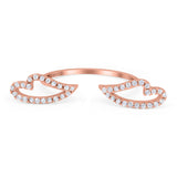 Angel Wings Ring Round Simulated Cubic Zirconia 925 Sterling Silver (6mm)