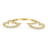 Angel Wings Ring Round Simulated Cubic Zirconia 925 Sterling Silver (6mm)