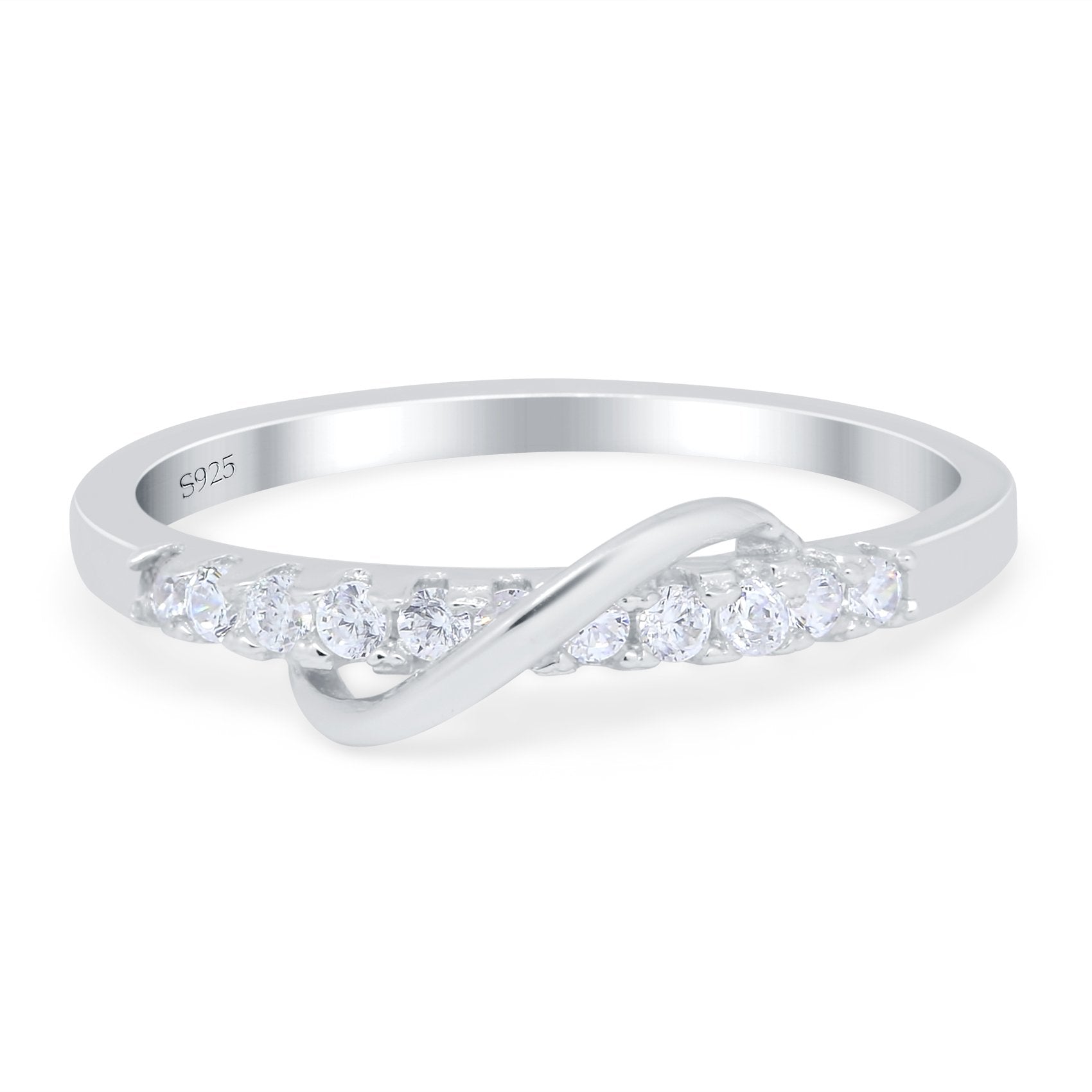 Constellation Ring Half Eternity Round Simulated Cubic Zirconia 925 Sterling Silver (6mm)