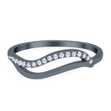 Wave Ring Half Eternity Round Simulated Cubic Zirconia 925 Sterling Silver (7mm)