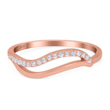 Wave Ring Half Eternity Round Simulated Cubic Zirconia 925 Sterling Silver (7mm)