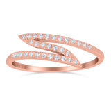 Fashion Half Eternity Ring Round Simulated Cubic Zirconia 925 Sterling Silver (5mm)