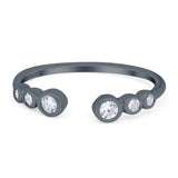 Half Eternity Ring Band Bezel Set Round Simulated Cubic Zirconia 925 Sterling Silver (4mm)