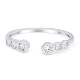 Half Eternity Ring Band Bezel Set Round Simulated Cubic Zirconia 925 Sterling Silver (4mm)