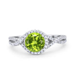 Halo Twisted Engagement Ring Simulated Cubic Zirconia 925 Sterling Silver