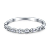 Half Eternity Marquise Wedding Band Simulated Cubic Zirconia 925 Sterling Silver