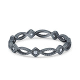 Eternity Style 3mm Wedding Band Ring Round Simulated Cubic Zirconia 925 Sterling Silver