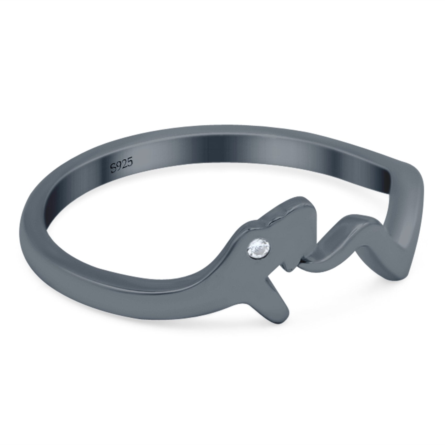 Snake Band Wedding Ring Round Simulated Cubic Zirconia 925 Sterling Silver (6mm)