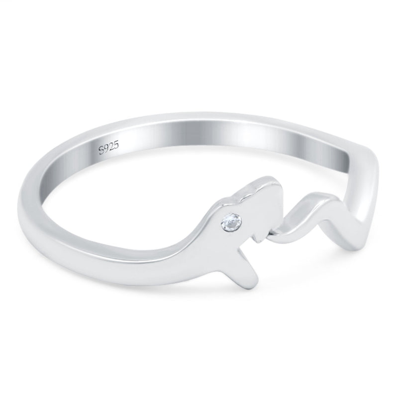 Snake Band Wedding Ring Round Simulated Cubic Zirconia 925 Sterling Silver (6mm)