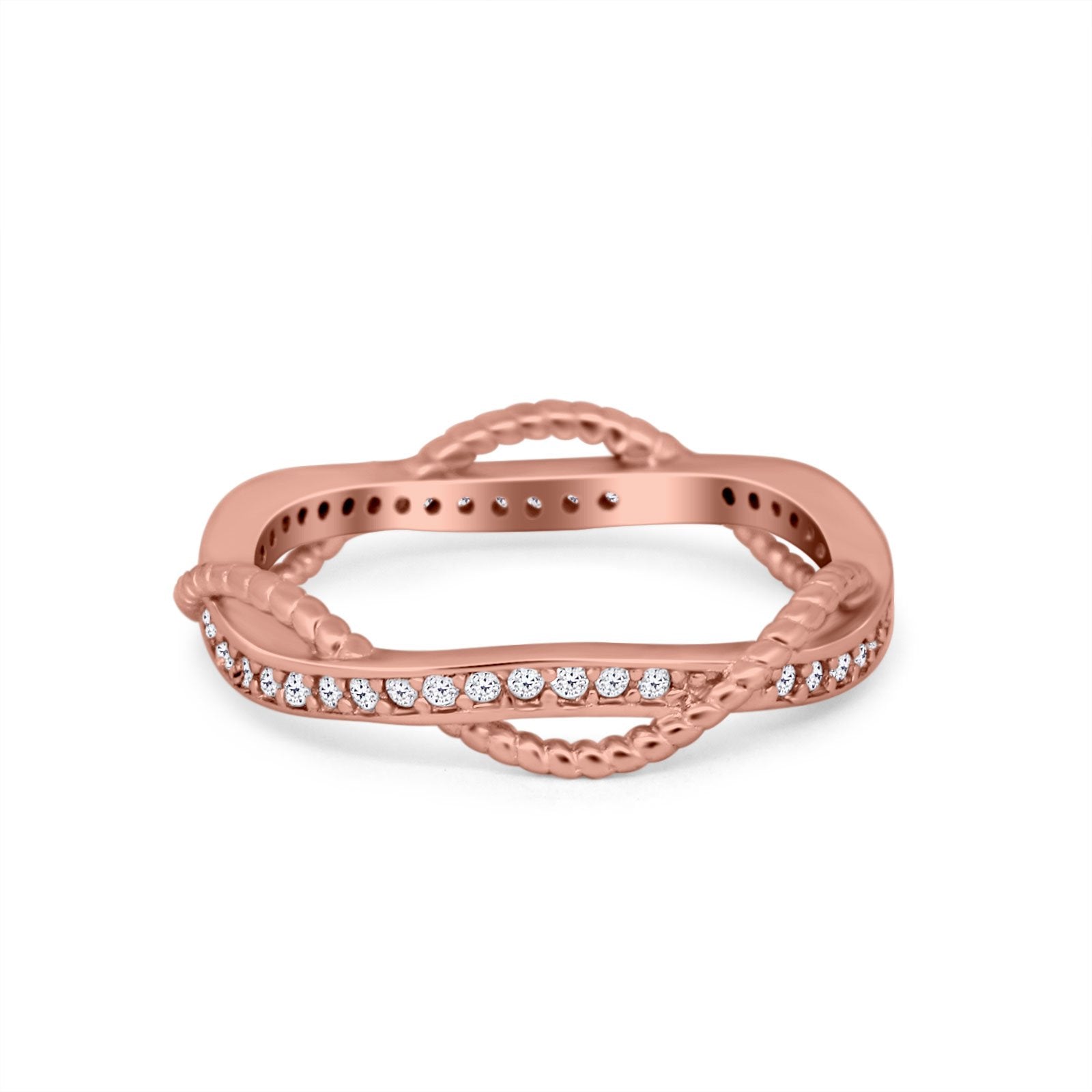 Infinity Braided Eternity Style Band Ring Round Simulated CZ 925 Sterling Silver