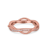 Infinity Braided Eternity Style Band Ring Round Simulated CZ 925 Sterling Silver