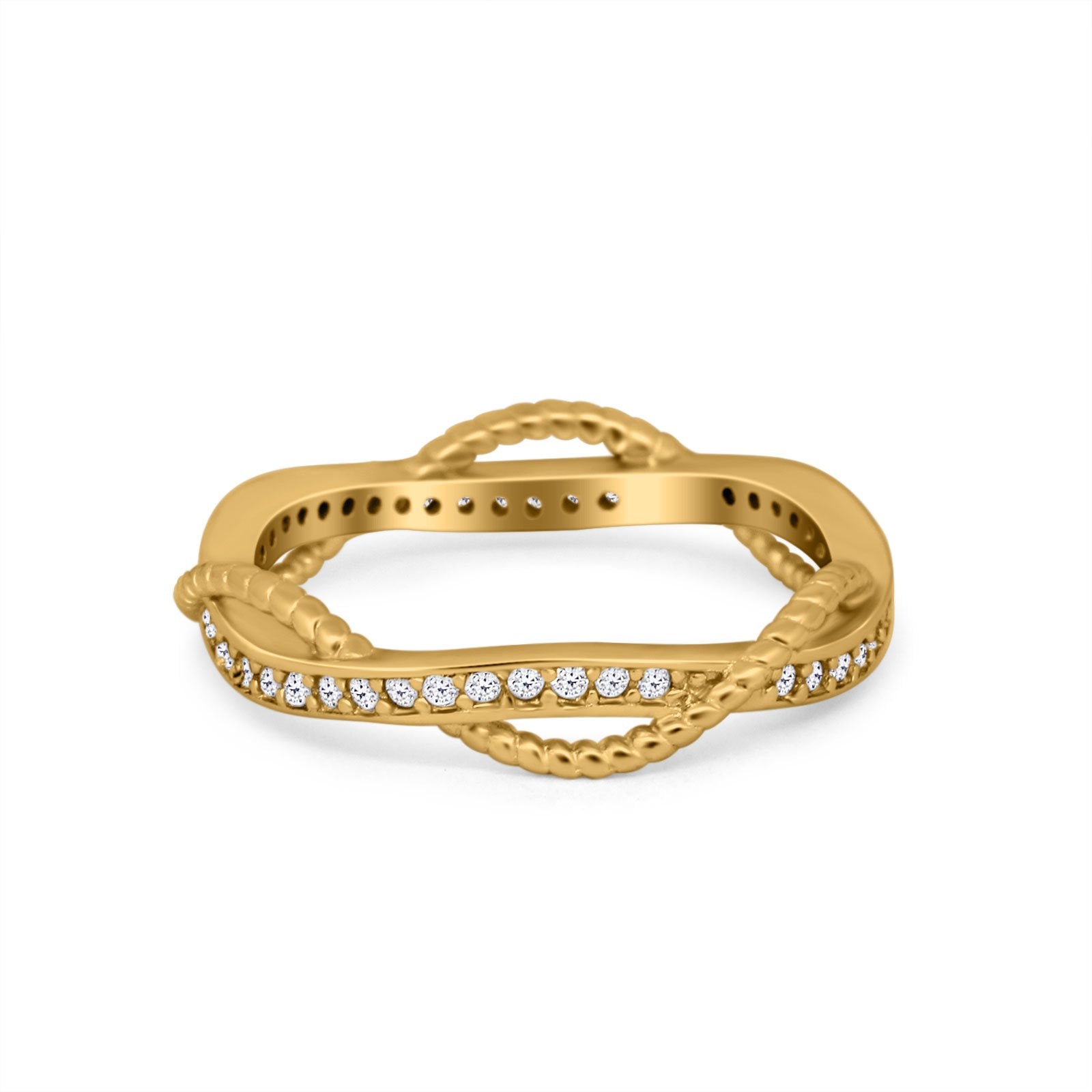 Infinity Braided Eternity Style Band Ring Round Simulated CZ 925 Sterling Silver