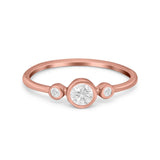 Three Stone Bezel Thumb Ring Band Simulated Cubic Zirconia 925 Sterling Silver