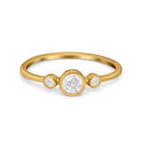 Three Stone Bezel Thumb Ring Band Simulated Cubic Zirconia 925 Sterling Silver