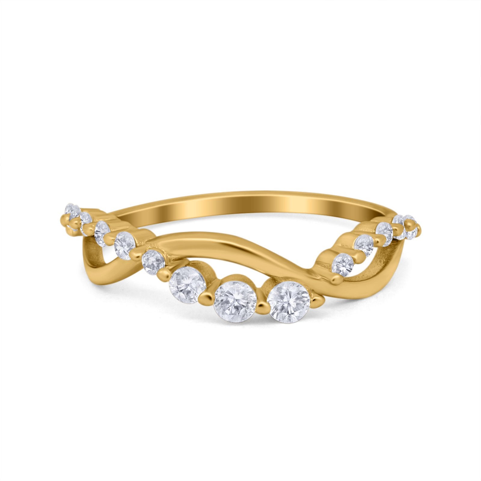 Infinity Crisscross Band Eternity Ring Round Simulated CZ 925 Sterling Silver