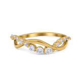 Infinity Crisscross Band Eternity Ring Round Simulated CZ 925 Sterling Silver