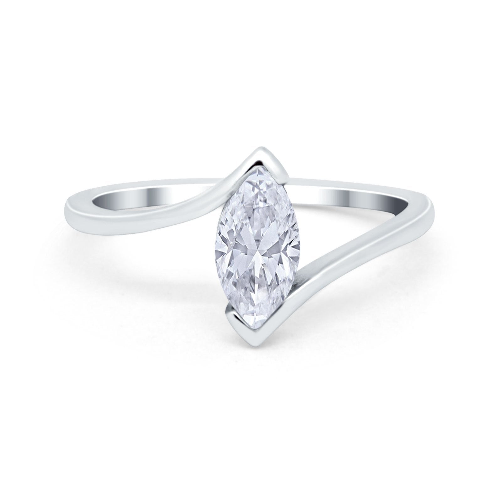 Marquise Swirl Wedding Ring Simulated Cubic Zirconia 925 Sterling Silver