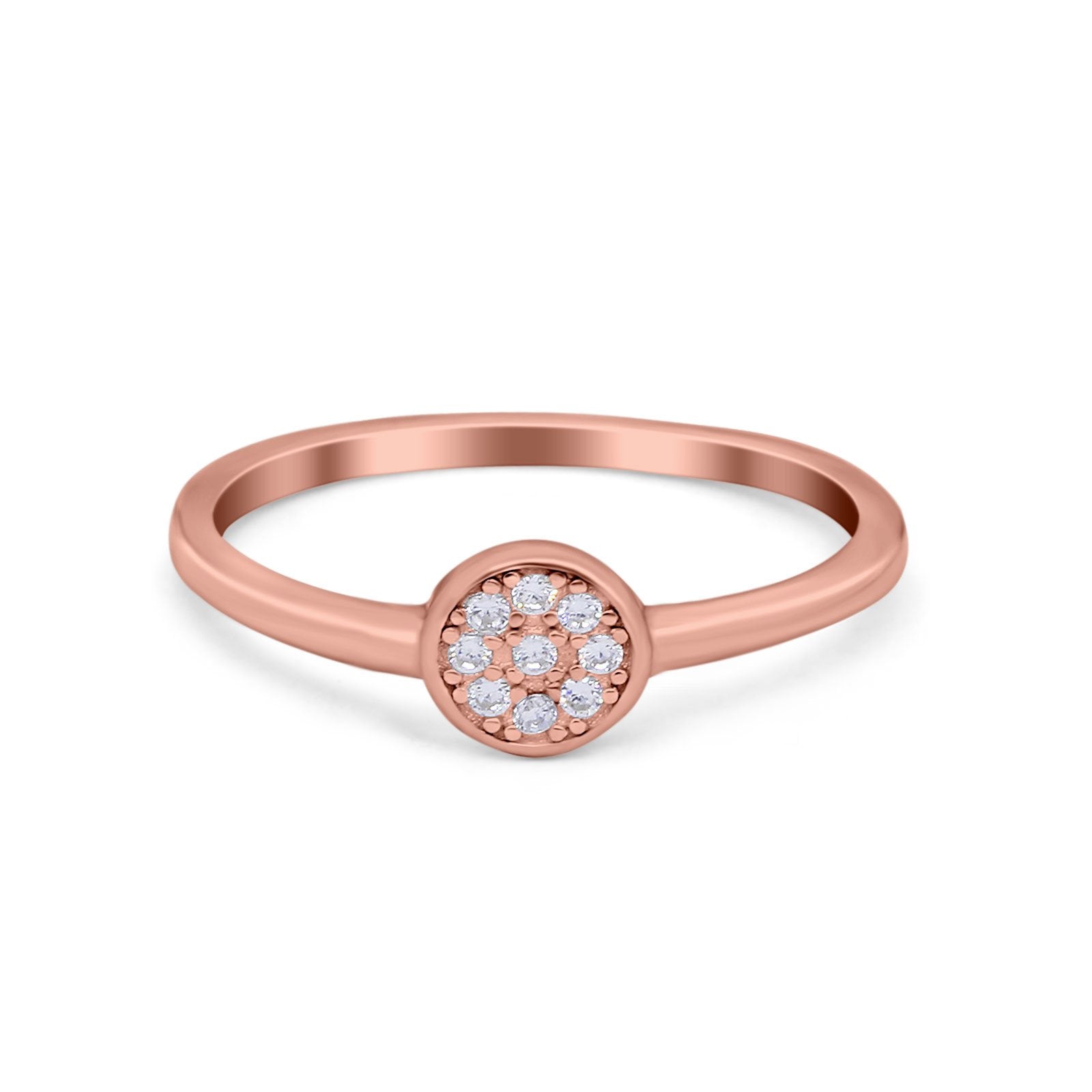 Petite Dainty Thumb Ring Pave Round Simulated Cubic Zirconia 925 Sterling Silver