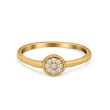 Petite Dainty Thumb Ring Pave Round Simulated Cubic Zirconia 925 Sterling Silver