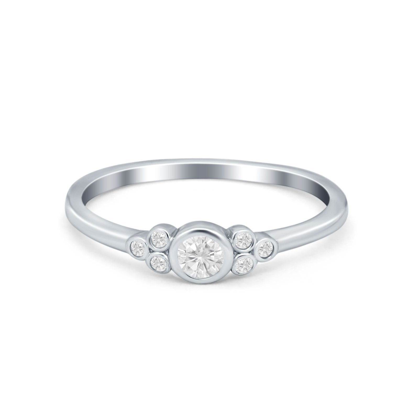 Art Deco Wedding Thumb Ring Round Simulated Cubic Zirconia 925 Sterling Silver