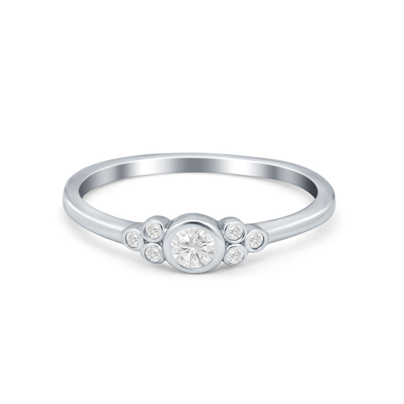 Art Deco Wedding Thumb Ring Round Simulated Cubic Zirconia 925 Sterling Silver