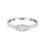 Art Deco Wedding Thumb Ring Round Simulated Cubic Zirconia 925 Sterling Silver