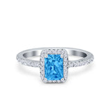 Halo Wedding Bridal Ring Simulated Cubic Zirconia Accent 925 Sterling Silver