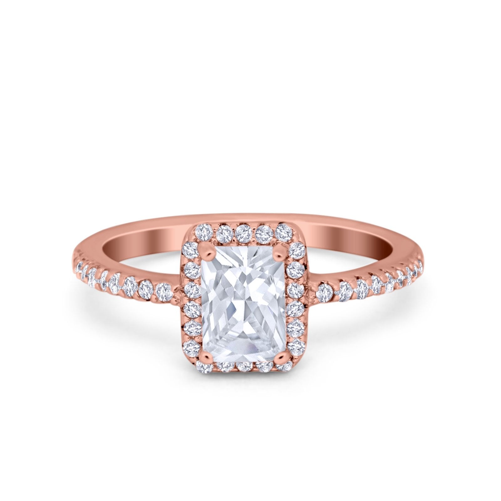 Halo Wedding Bridal Ring Simulated Cubic Zirconia Accent 925 Sterling Silver