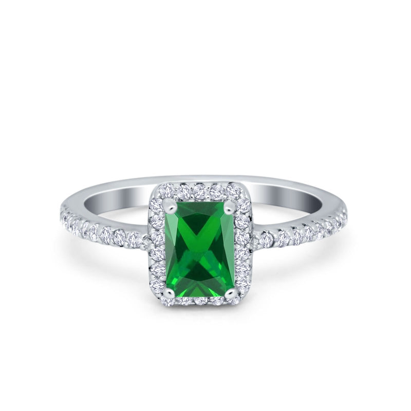 Halo Wedding Bridal Ring Simulated Cubic Zirconia Accent 925 Sterling Silver