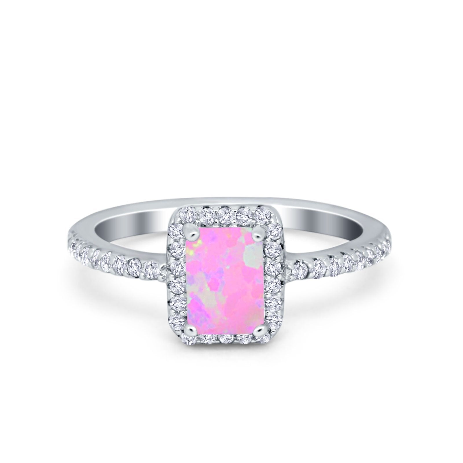 Halo Wedding Bridal Ring Simulated Cubic Zirconia Accent 925 Sterling Silver